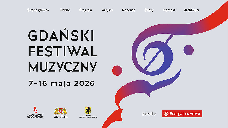 Grafika informująca o Gdańskim Festiwalu Muzycznym.