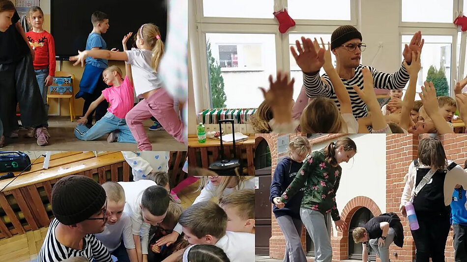 Kolaż zdjęć z działań artystycznych.