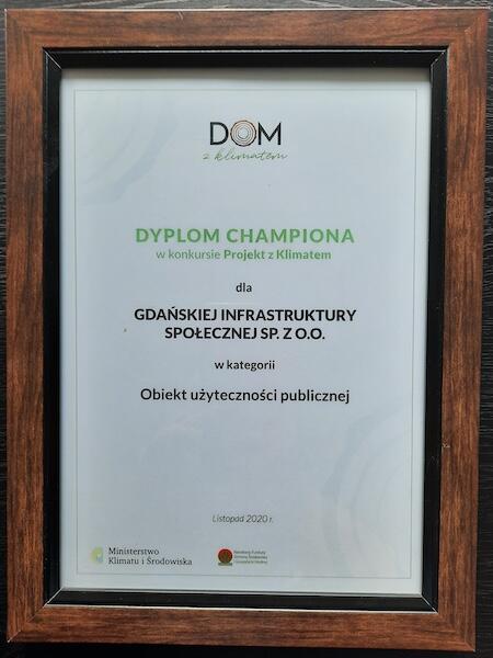 Dyplom Championa w konkursie Projekt w Klimatem