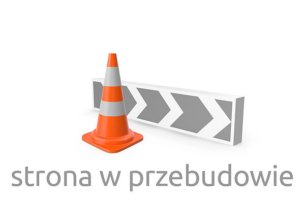 Na obrazku jest pachołek drogowy pomarańczowo-biały a za nim zapora drogowa