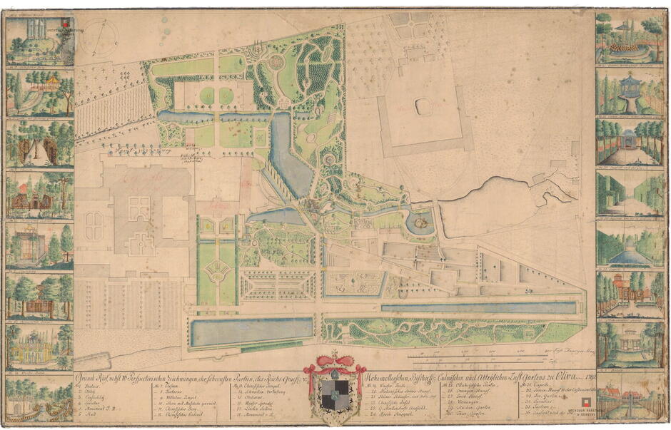 Plan Parku Oliwskiego z 1792 roku autorstwa Johanna Georga Saltzmanna