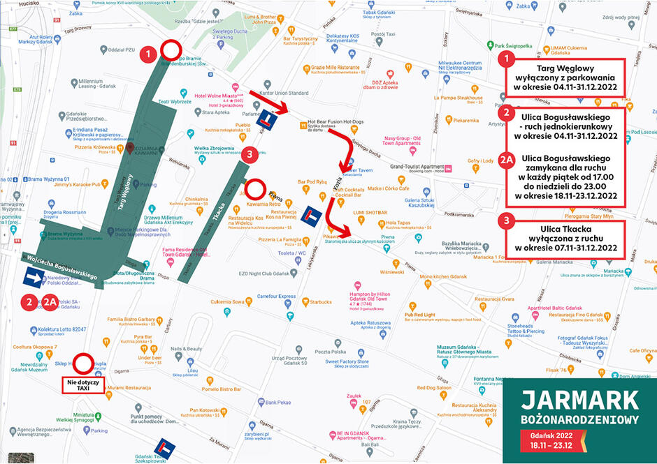 Zmiany w organizacji ruchu w związku z Jarmarkiem Bożonarodzeniowym