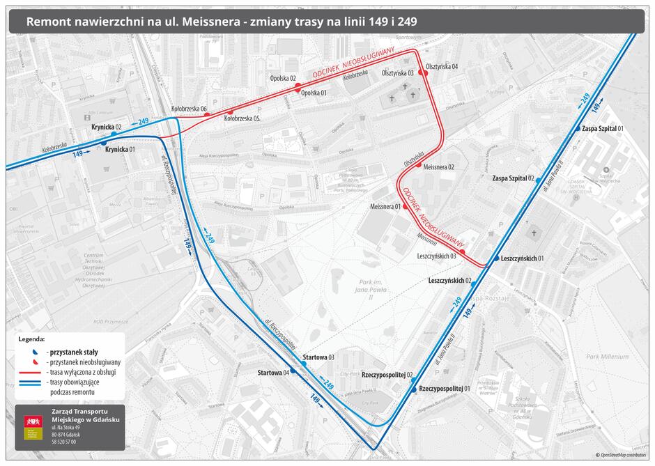 Schemat objazdów dla komunikacji miejskiej