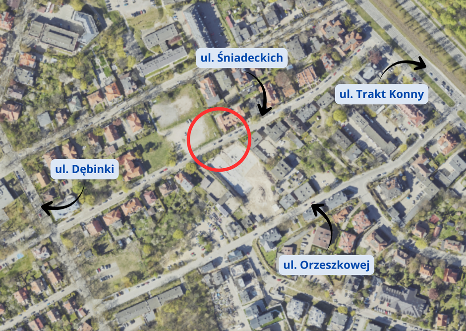 Objazd poprowadzony zostanie ulicami: Dębinki, Smoluchowskiego, Trakt Konny i Orzeszkowej