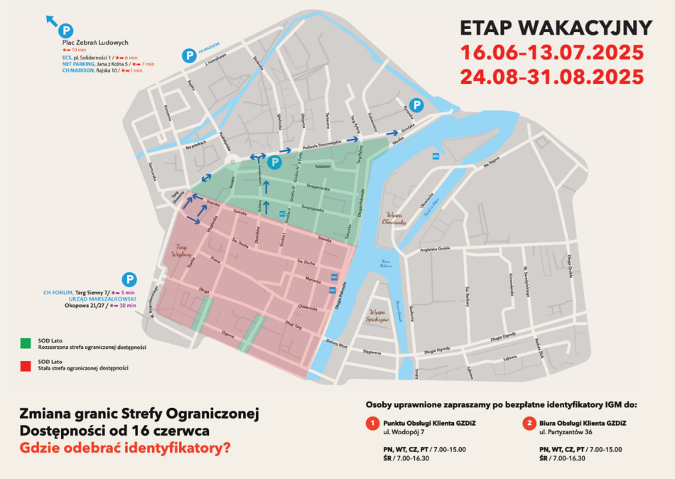 Strefa Ograniczonej Dostępności na Głównym Mieście oraz letnia organizacja ruchu w Śródmieściu