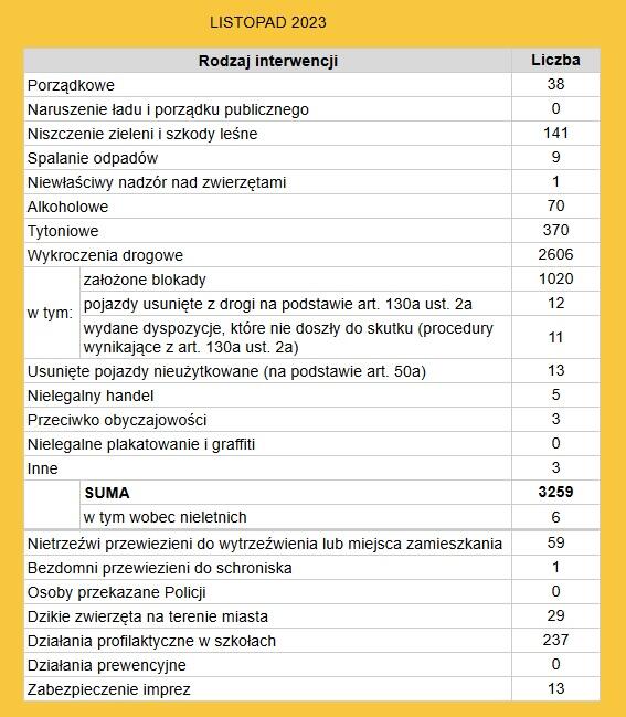 Statystyka Listopad 2023