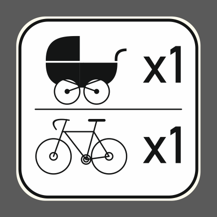 piktogram 1 wózek, 1 rower