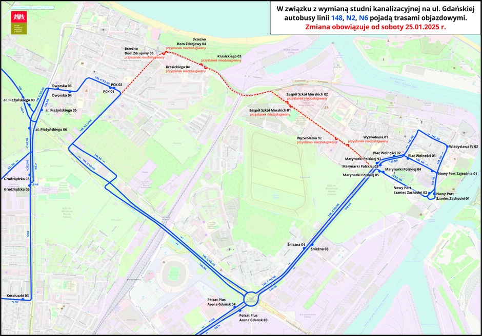 plan sytuacyjny objazdu, żródło ZTM